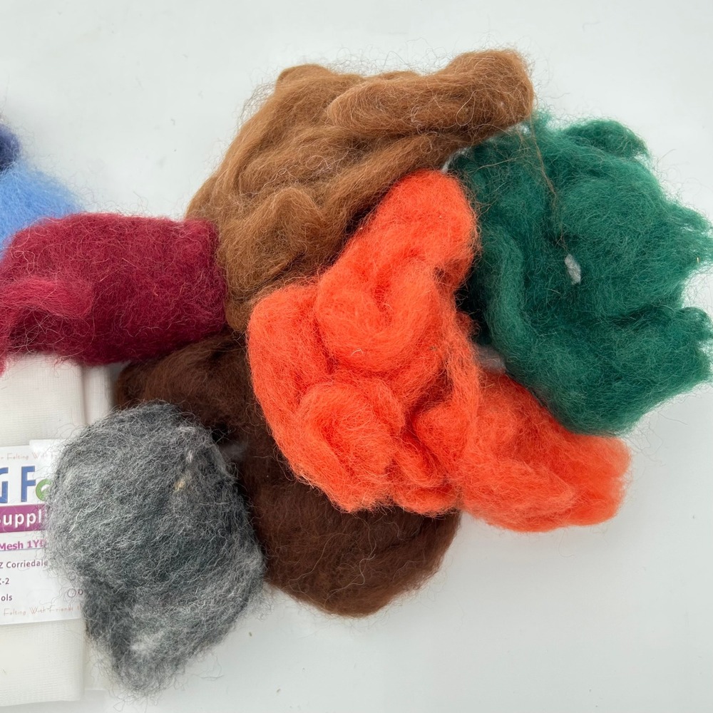 NEW Living Felt Felting Supplies Premium Mesh 1YD 14 Multicolor Wool Bundles 65g - Picture 4 of 5